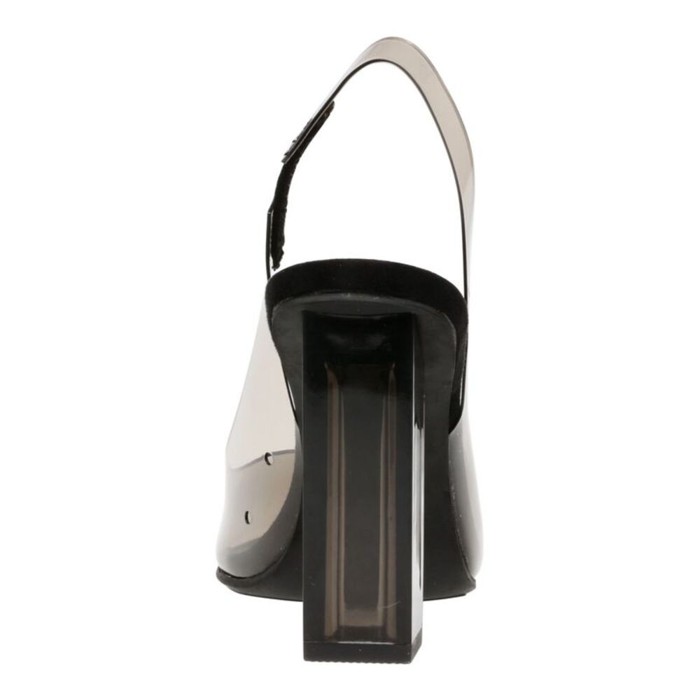 WILD PAIR Womens Black Straps Dharma Toe Block Heel Slip On Slingback 6 M - Picture 2 of 4